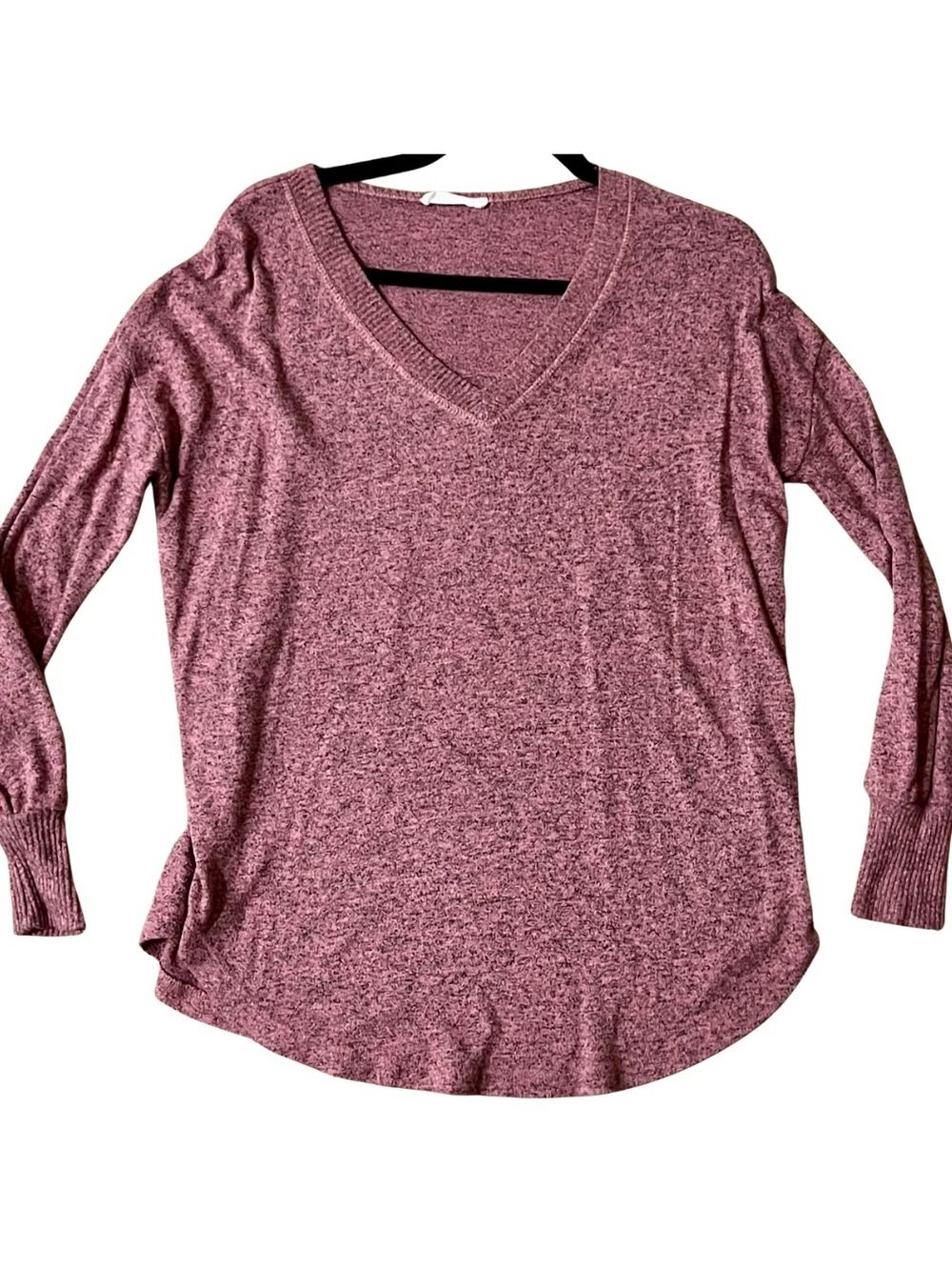 Magnolia Boutique Heathered Mauve V-Neck Oversized Sweater